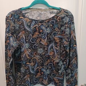 Croft & Barrow Multicolor Paisley Long Sleeve Top